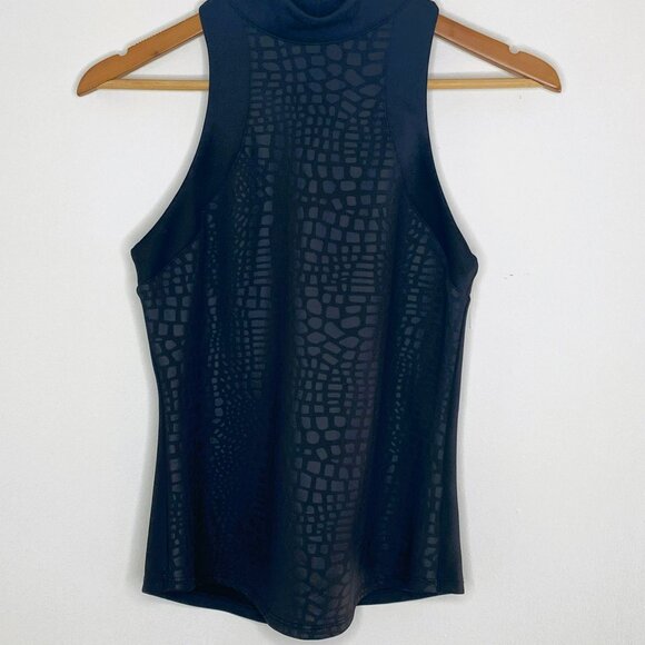 Dynamite - Sleeveless, High Neck, Zip Back, Patterned Black, Top - Size S - Picture 2 of 7
